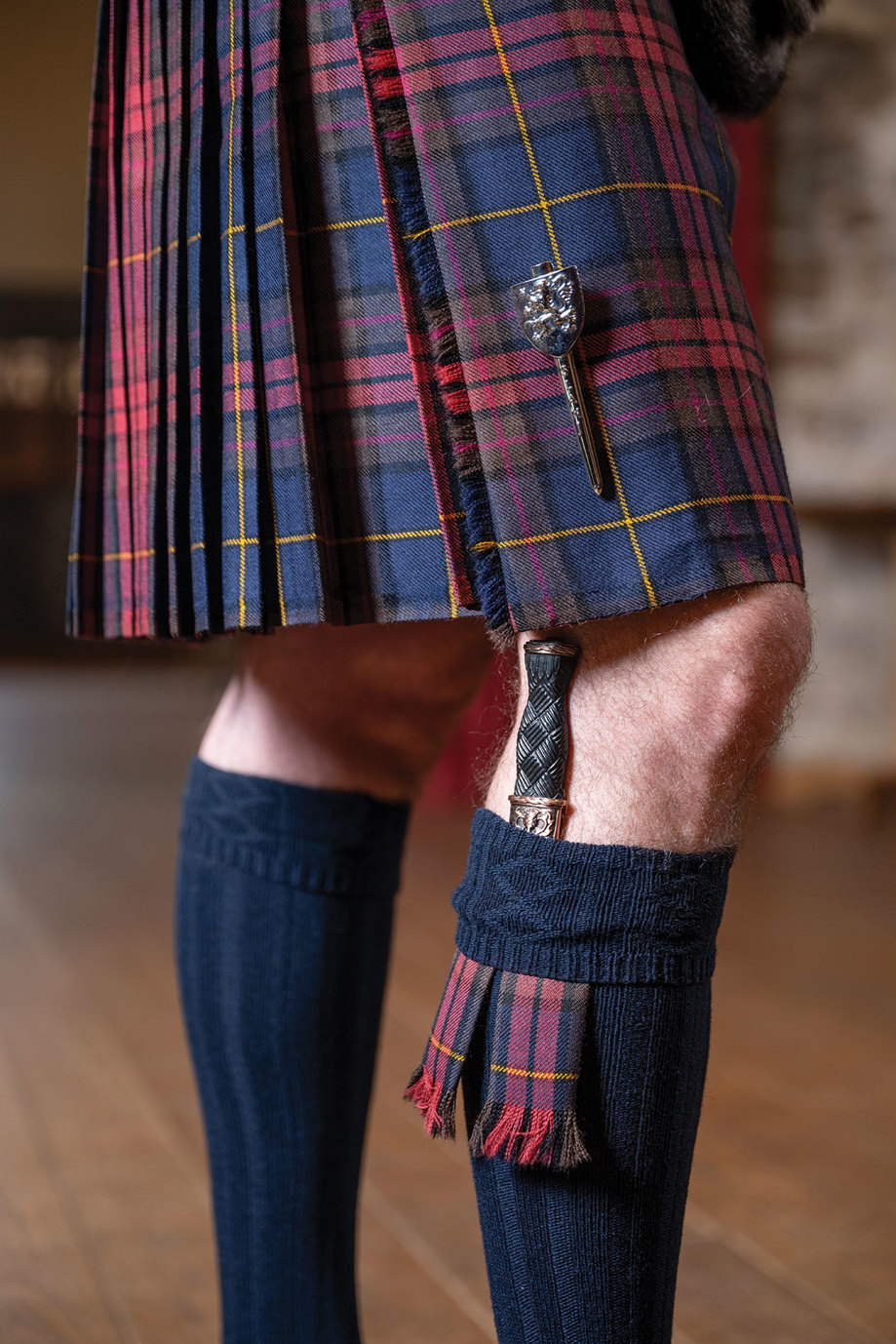 Spirit of the Clyde tartan kilt detail from Slanj Kilts