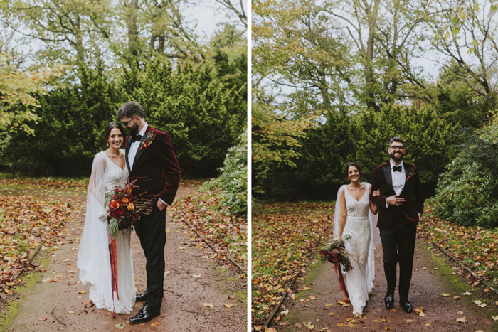 Bride And Groom In Gardens At Netherbyres House