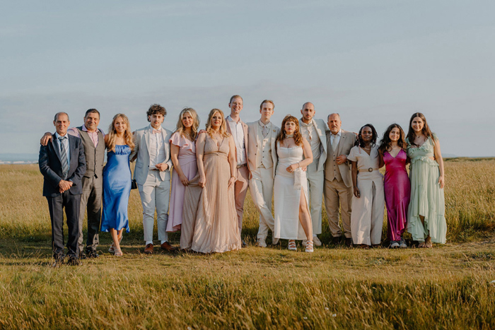 Group shot of couple and guests