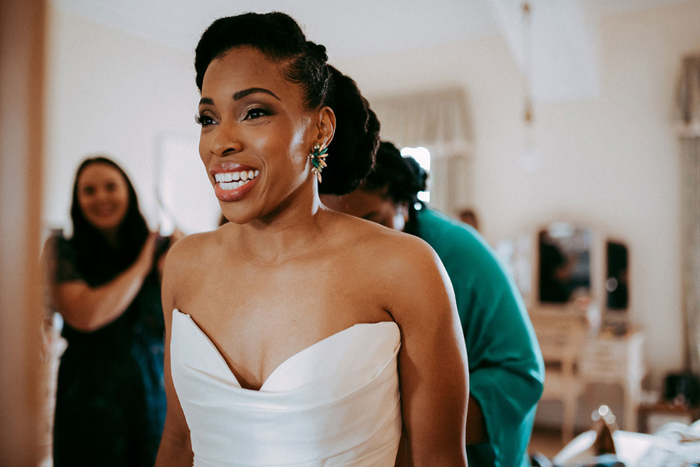 Portrait of the bride in her dress