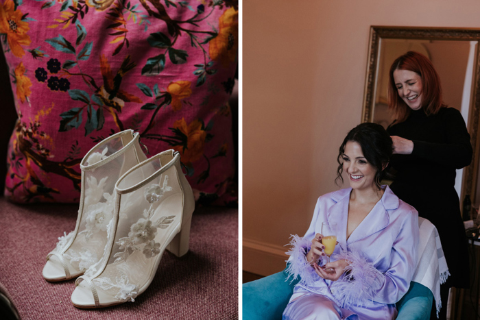 Bride Lace Bootees And Getting hair Done At Netherbyres