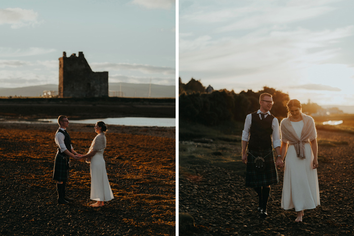 Golden hour couple portraits near water