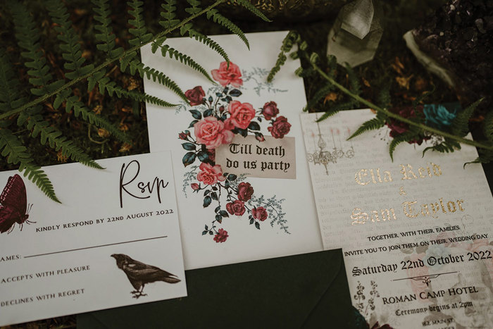 Moody wedding stationery 