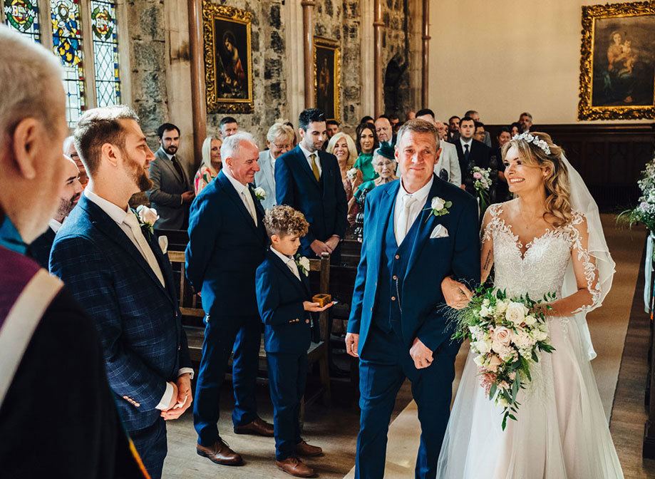 Bride has walked down the aisle on her father's arm