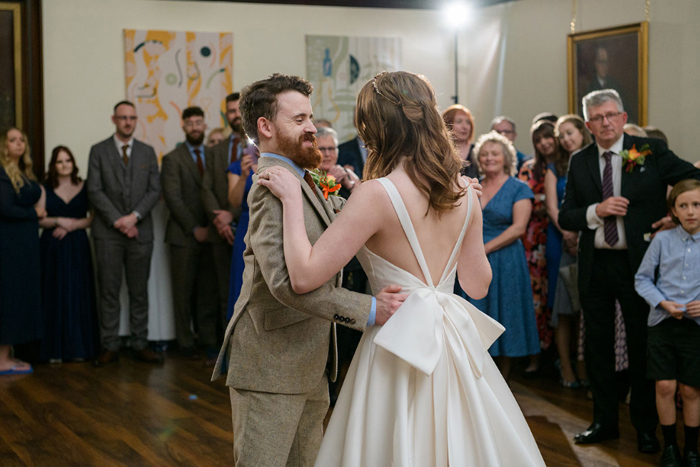 Bride and groom have their first dance