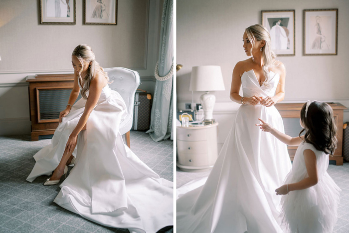 Bride getting ready on her wedding morning