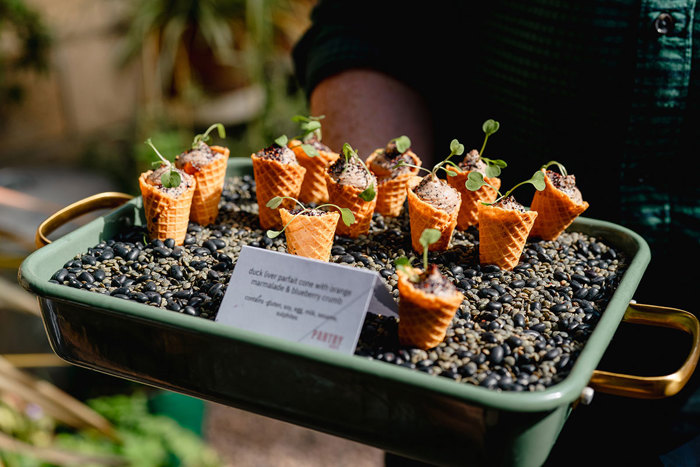 Duck liver parfait served in cones