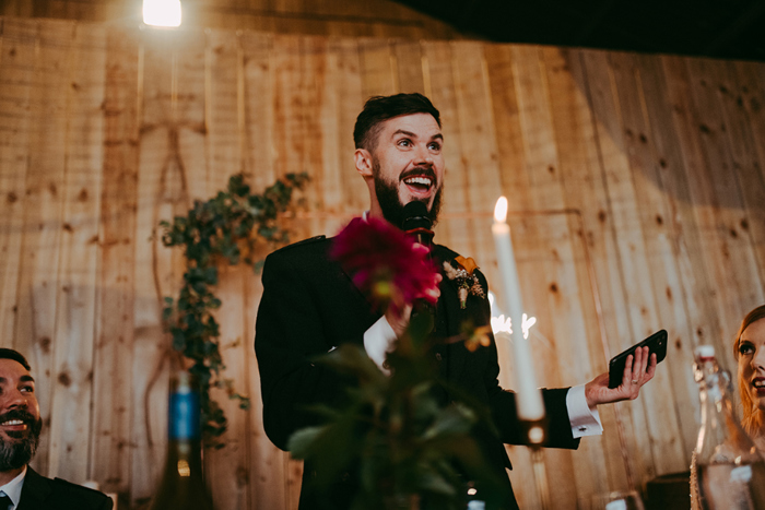 Groom doing his speech