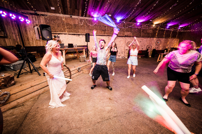 Bride and guests on dancefloor