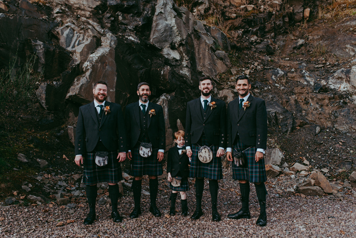 Groom and groomsmen in their kilts