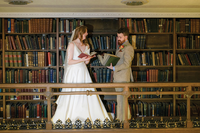 Bride and groom read at 1599 at the Royal College