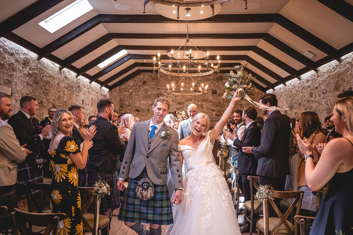 bride and groom leaving ceremony 