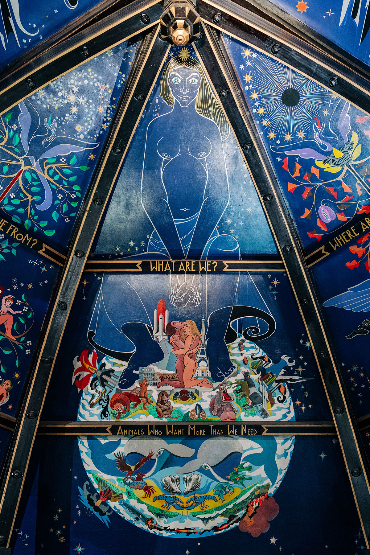 close up of blue mural painting at oran mor glasgow