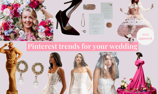 collage of pinterest trends for weddings 2025