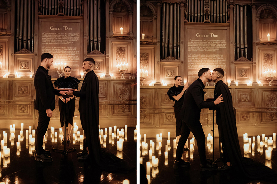 Candlelight Wedding Ceremony Of Two Grooms At Ghillie Dhu