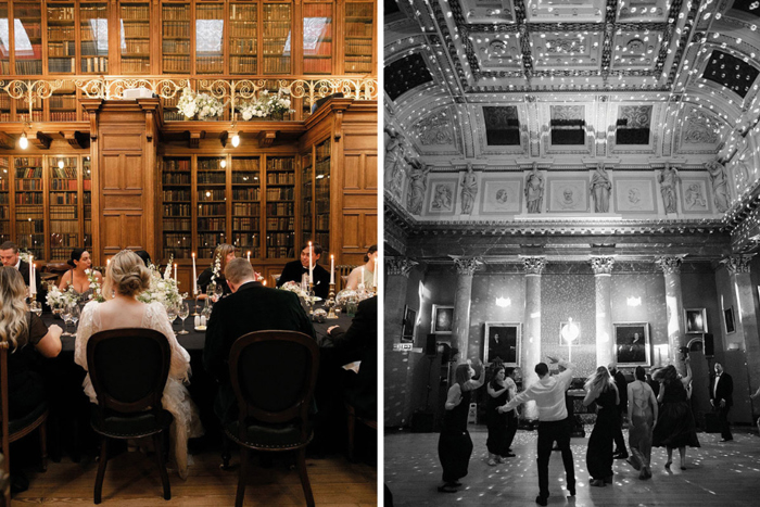 Images showing guests having their meal and dancing