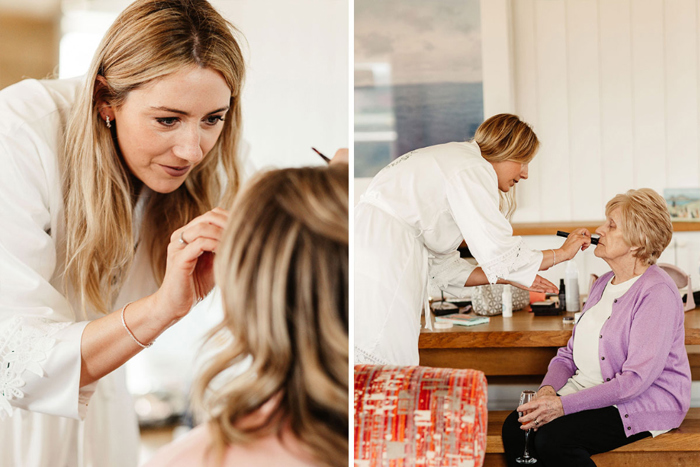 Bride doing mother and gran's makeup