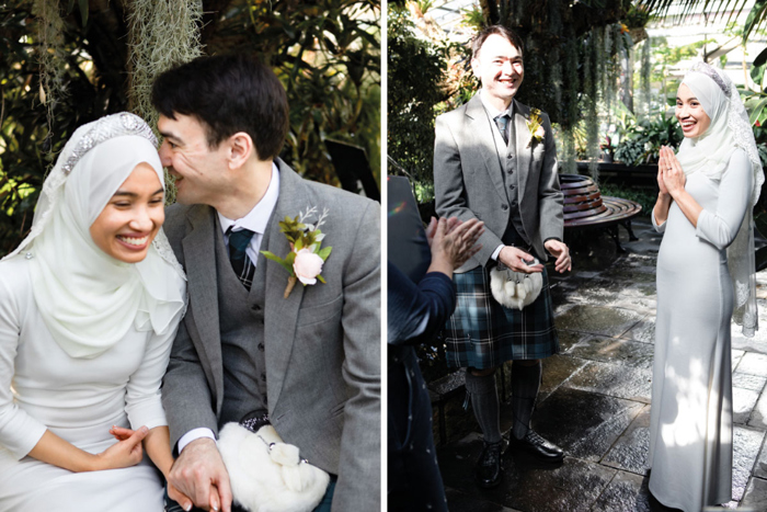 A Bride And Groom After A Wedding Ceremony At Inverness Botanic Garden