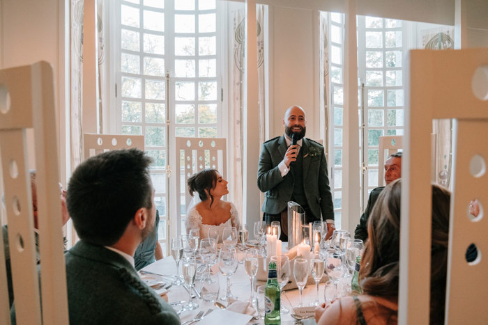 Groom gives wedding speech