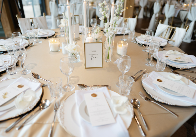 Wedding table set up with placecards