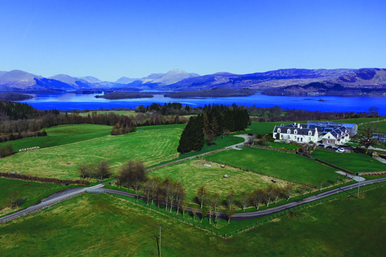 Drone view of Ardoch Loch Lomond and surroundings