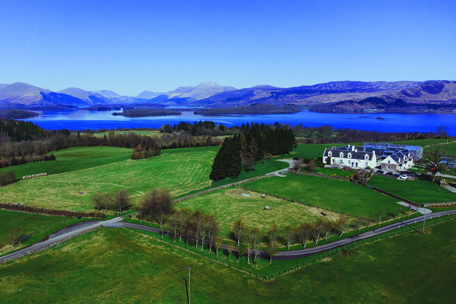 Drone view of Ardoch Loch Lomond and surroundings