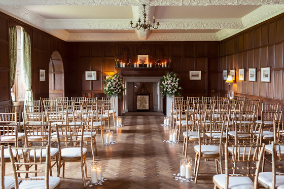 Wedding ceremony set up in the Ceremony Room at Rowallan Castle.